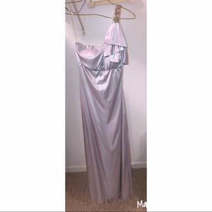 Long Silver One Shoulder Formal Dress